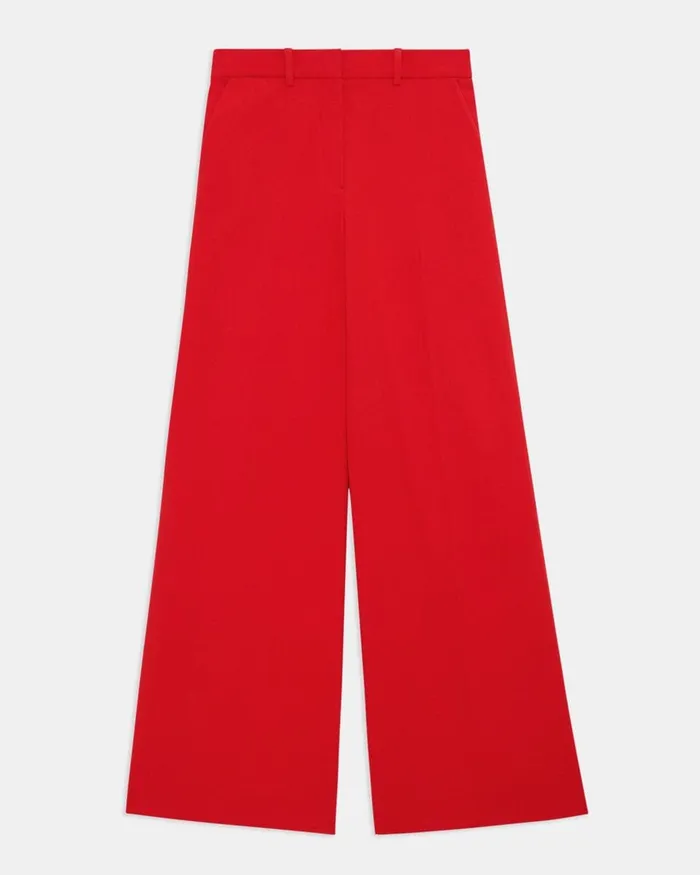 Women Theory Pants HighWaist WideLeg Pant In Stretch Cotton Twill Grenadine