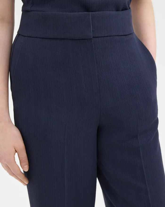 Women Theory Pants HighWaist WideLeg Pant In Striped Admiral Crepe Nocturne Navy