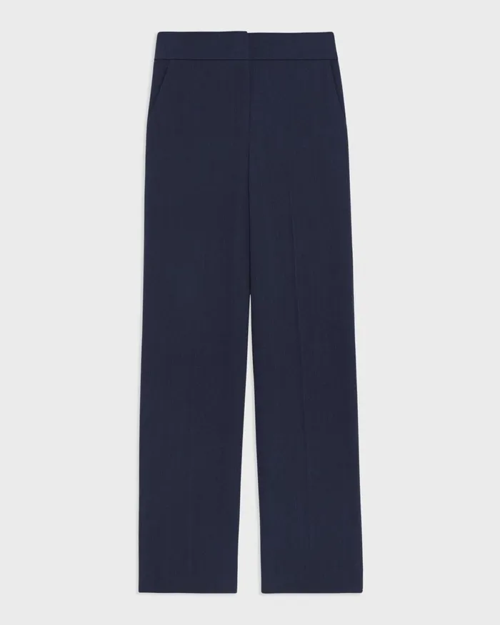 Women Theory Pants HighWaist WideLeg Pant In Striped Admiral Crepe Nocturne Navy