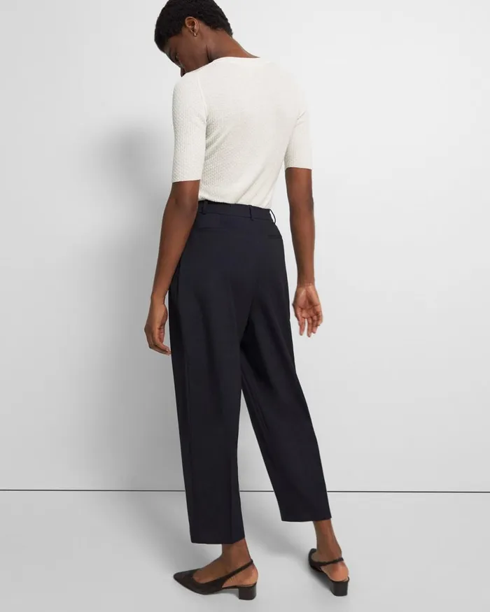 Women Theory Pants Pleated Carrot Pant In Good Wool New Navy