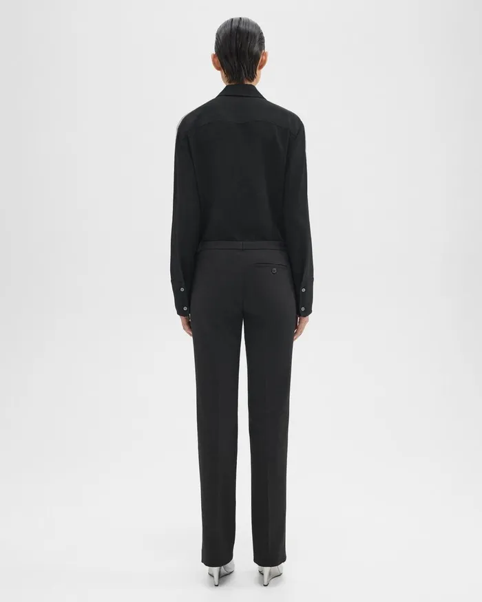 Women Theory Pants Slim LowRise Pant In Double Weave Black