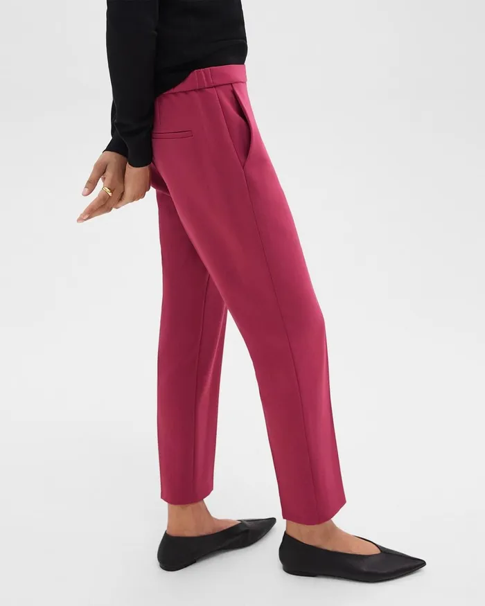 Women Theory Pants Treeca PullOn Pant In Admiral Crepe Deep Rose