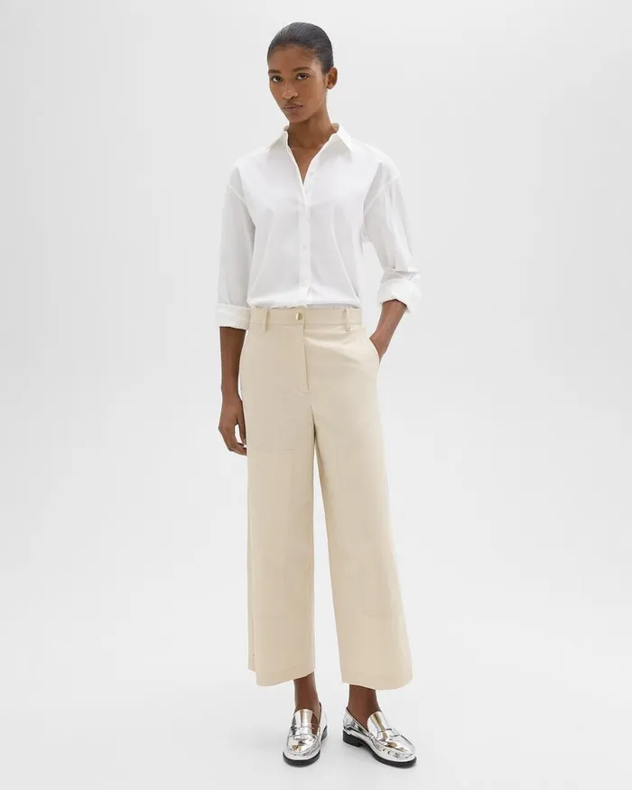 Women Theory Pants Utility Pant In Organic Cotton Sand