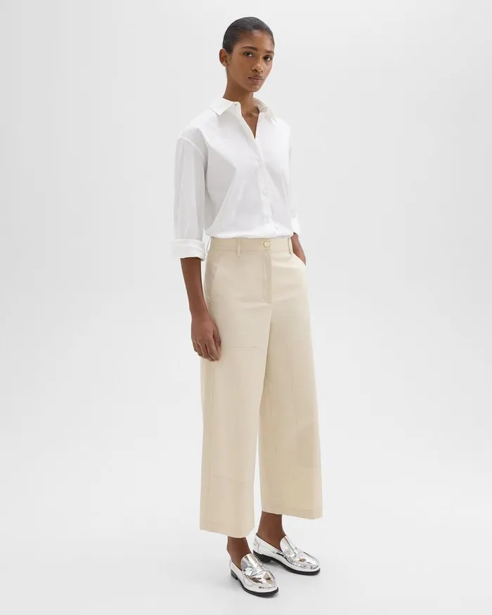 Women Theory Pants Utility Pant In Organic Cotton Sand