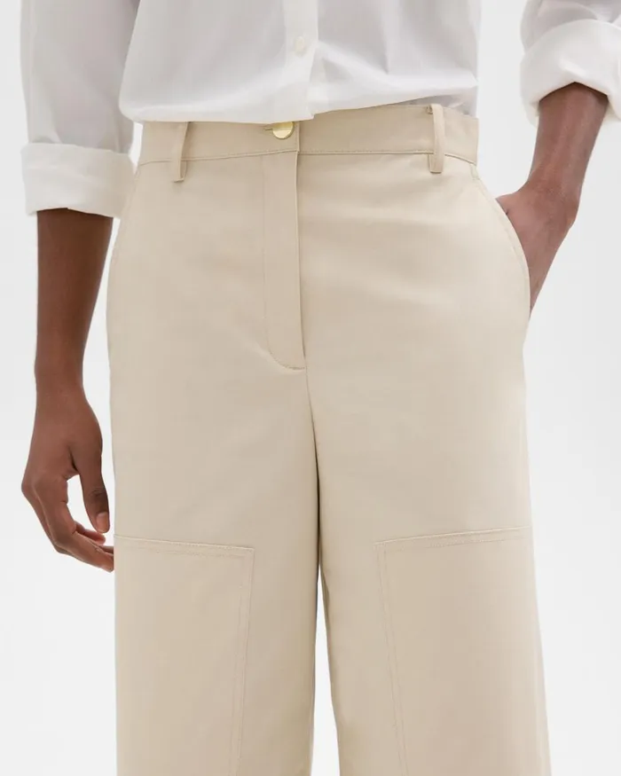 Women Theory Pants Utility Pant In Organic Cotton Sand