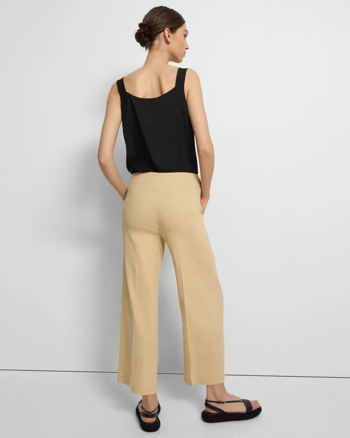 Women Theory Pants Wide Crop Pant In Good Linen Butter Yellow