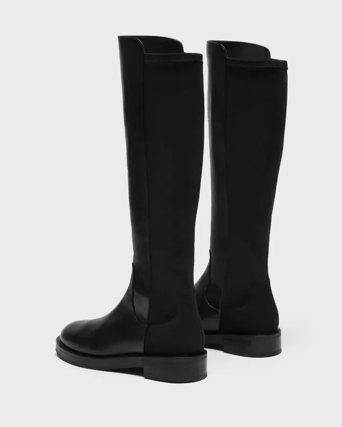 Women Theory Shoes KneeHigh PullOn Boot In Leather Black
