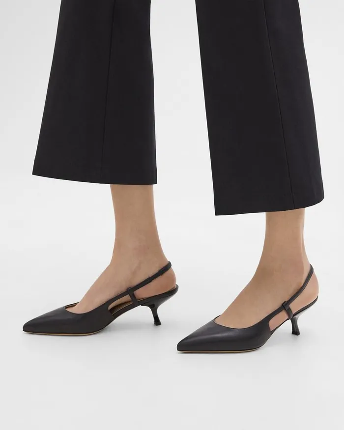Women Theory Shoes Micro Slingback Pump In Leather Black