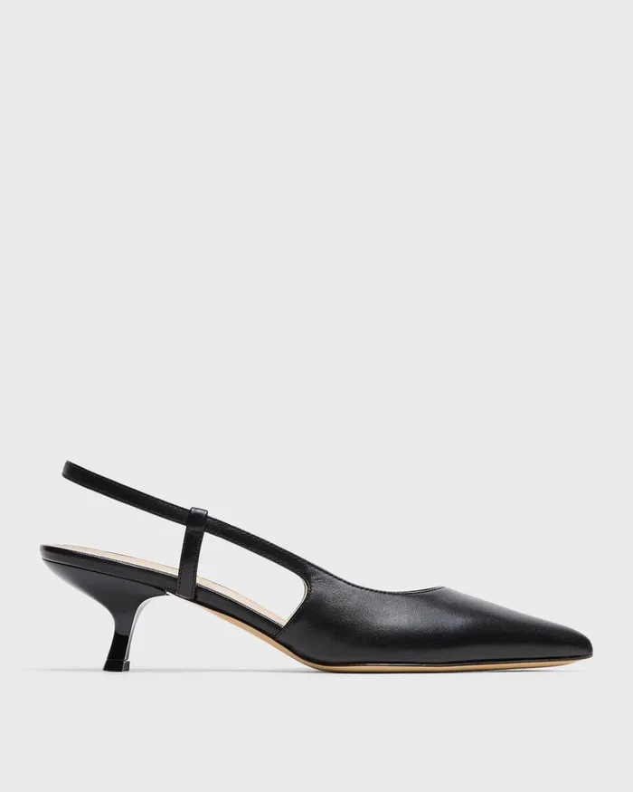 Women Theory Shoes Micro Slingback Pump In Leather Black