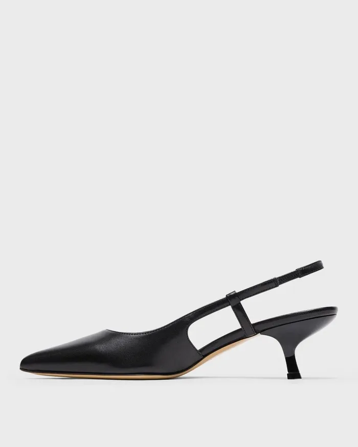 Women Theory Shoes Micro Slingback Pump In Leather Black