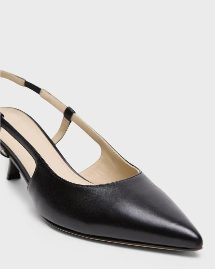 Women Theory Shoes Micro Slingback Pump In Leather Black