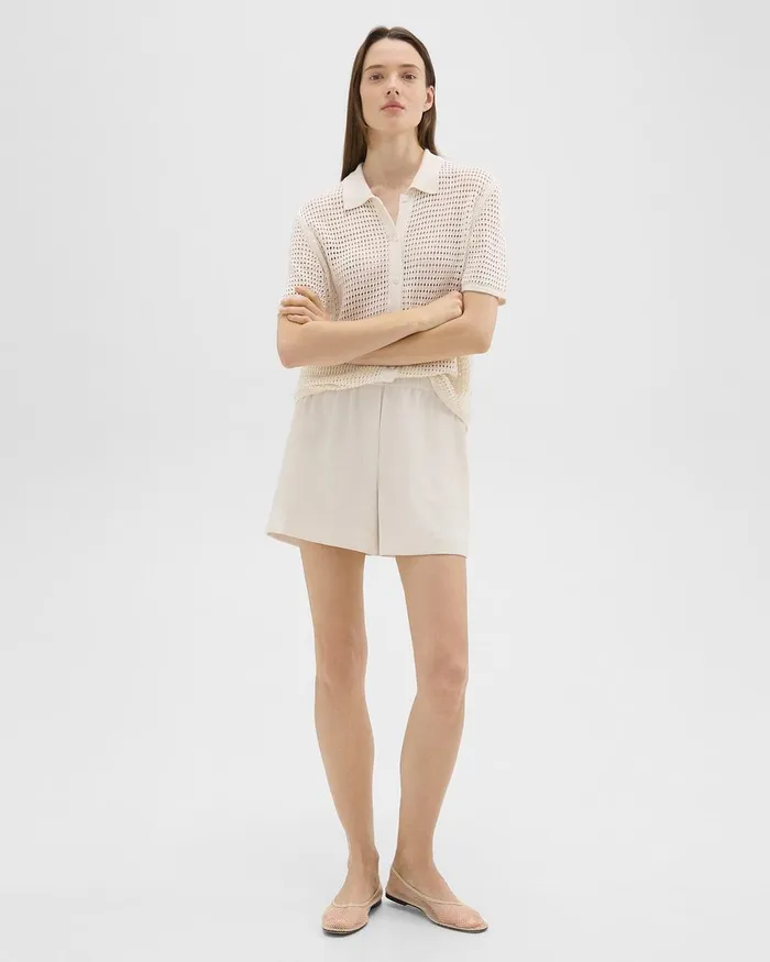 Women Theory Shorts Boxer Short In Striped Admiral Crepe Rice