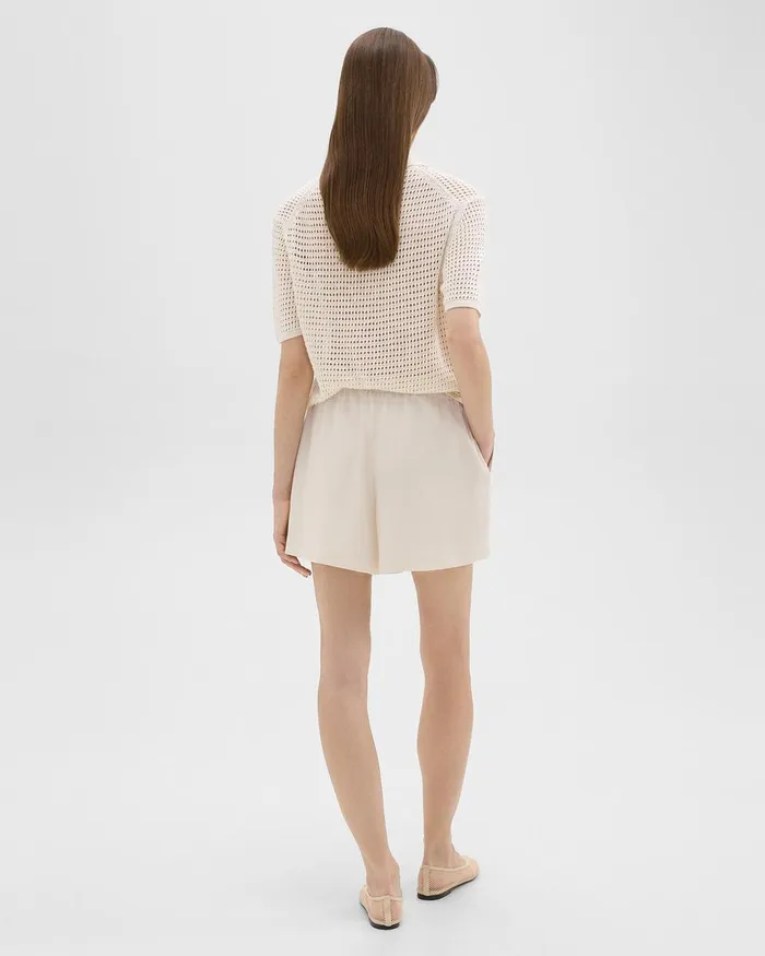 Women Theory Shorts Boxer Short In Striped Admiral Crepe Rice
