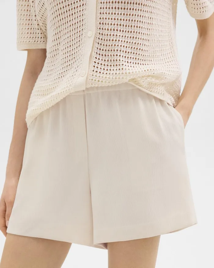 Women Theory Shorts Boxer Short In Striped Admiral Crepe Rice