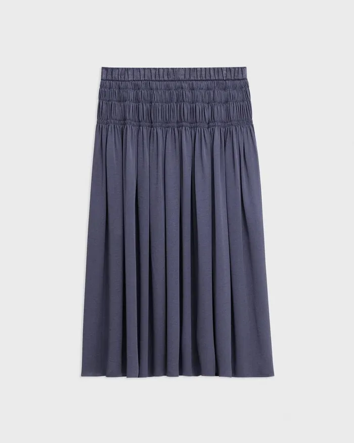 Women Theory Skirts Gathered Midi Skirt In Recycled Satin Aged Sapphire