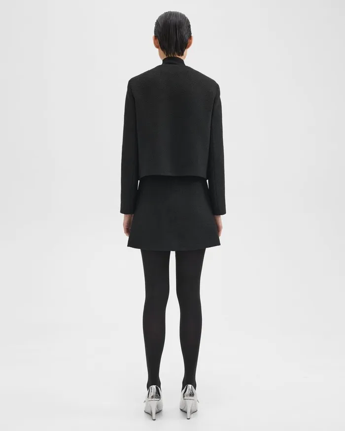 Women Theory Skirts HighWaist Mini Skirt In WoolBlend Tweed Black