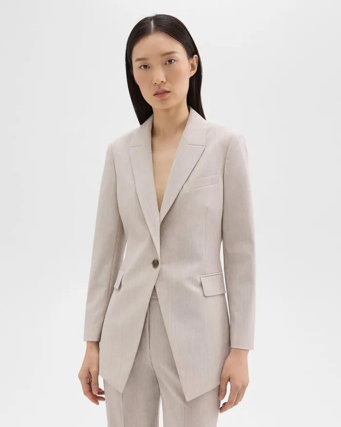 Women Theory Suits Etiennette Blazer In Good Wool Sand Melange