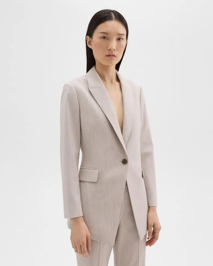 Women Theory Suits Etiennette Blazer In Good Wool Sand Melange