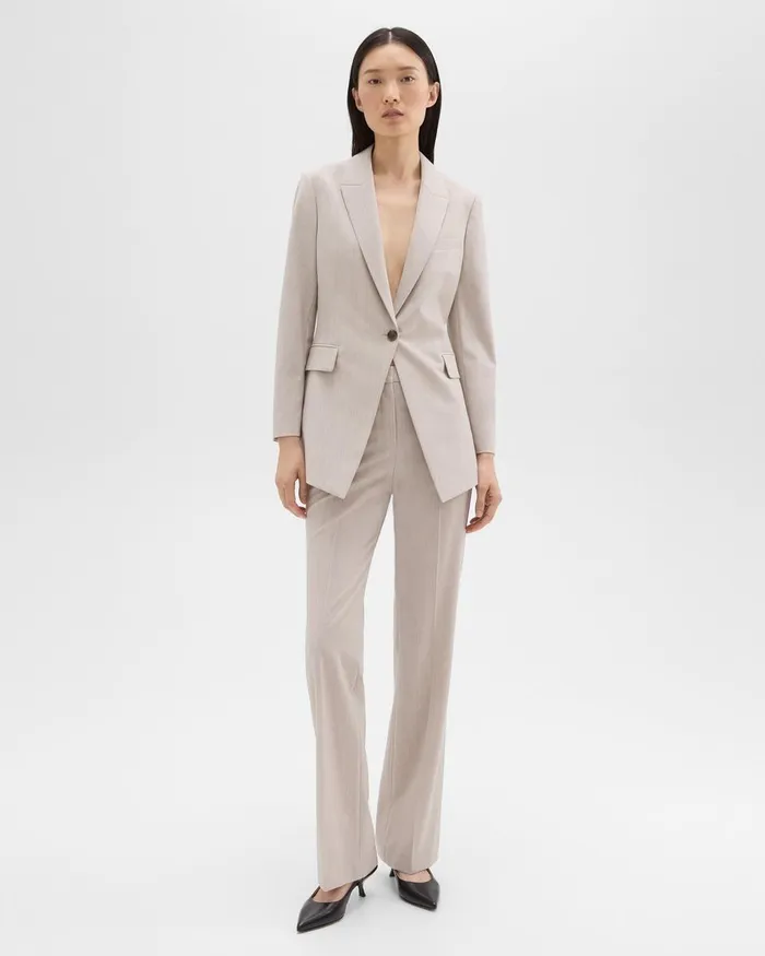 Women Theory Suits Etiennette Blazer In Good Wool Sand Melange