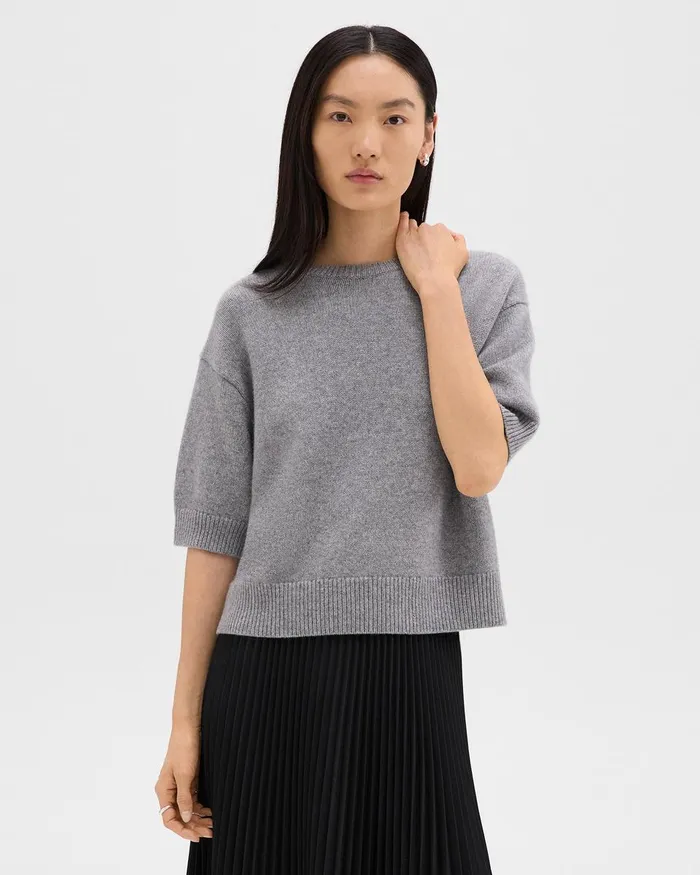Women Theory Sweaters Cardigans Cropped Tee In Cashmere Husky
