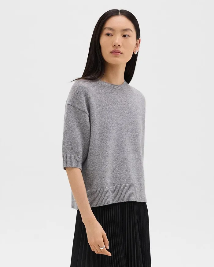 Women Theory Sweaters Cardigans Cropped Tee In Cashmere Husky