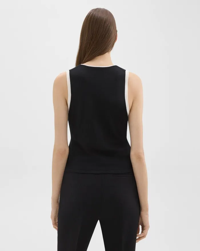 Women Theory Sweaters Cardigans Sleeveless Sweater In Regal Wool Blacknew Ivory