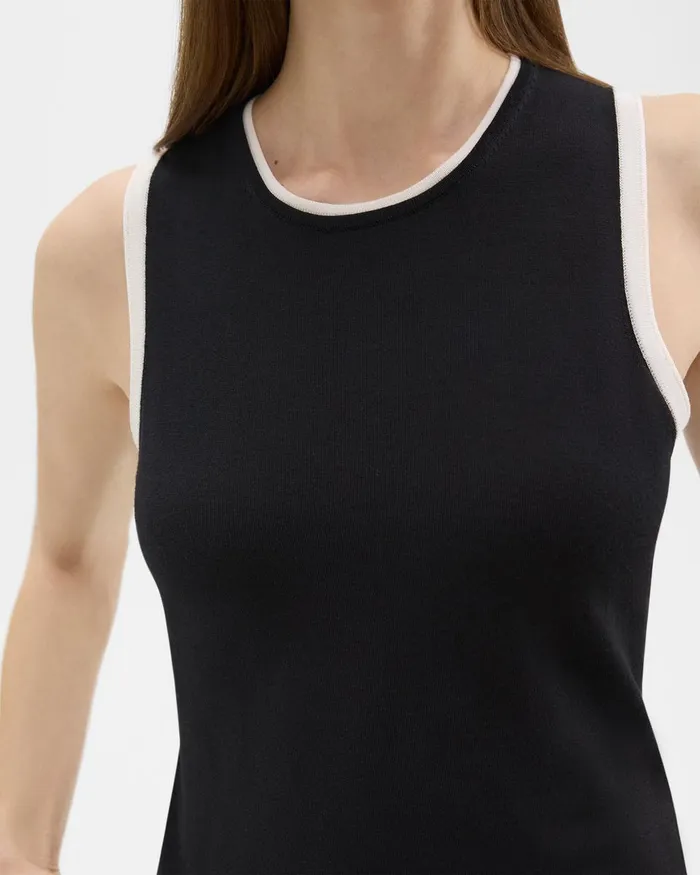 Women Theory Sweaters Cardigans Sleeveless Sweater In Regal Wool Blacknew Ivory