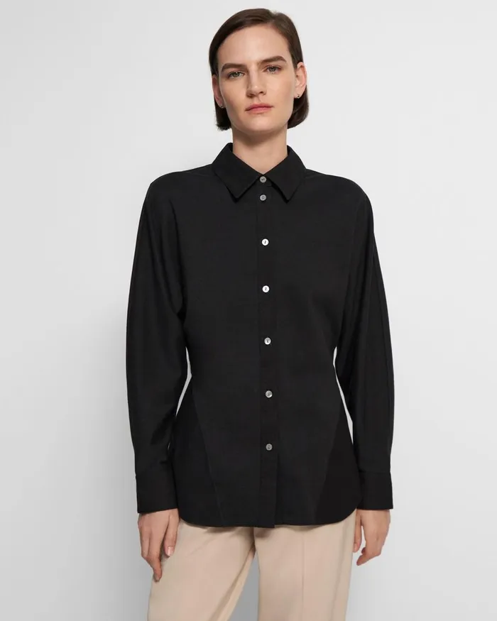 Women Theory TShirts Tank Tops Cinched Shirt In Cotton Jersey Black