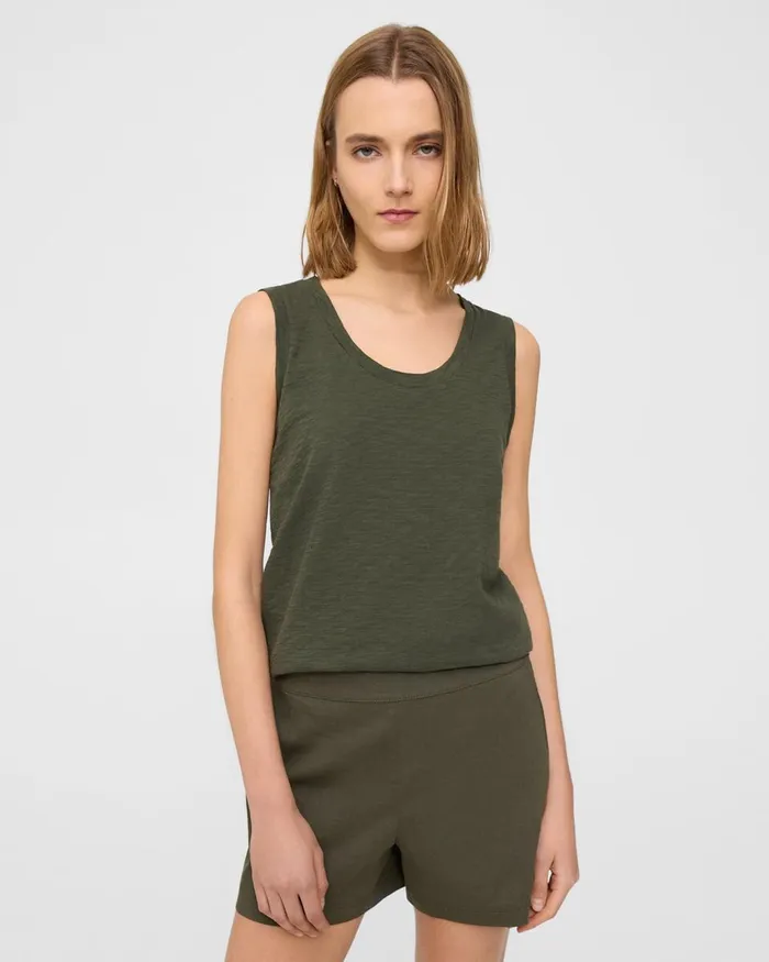 Women Theory TShirts Tank Tops Easy Tank Top In Organic Slub Cotton Dark Olive
