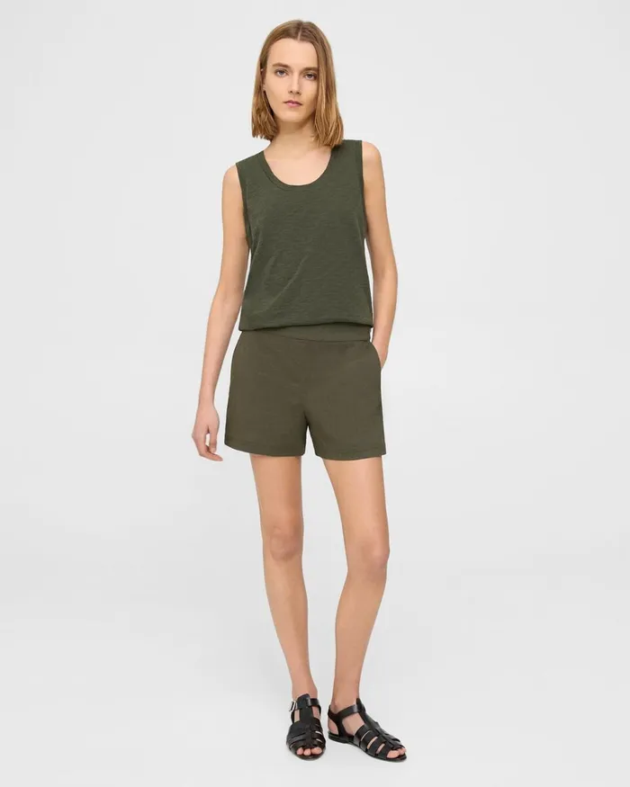 Women Theory TShirts Tank Tops Easy Tank Top In Organic Slub Cotton Dark Olive