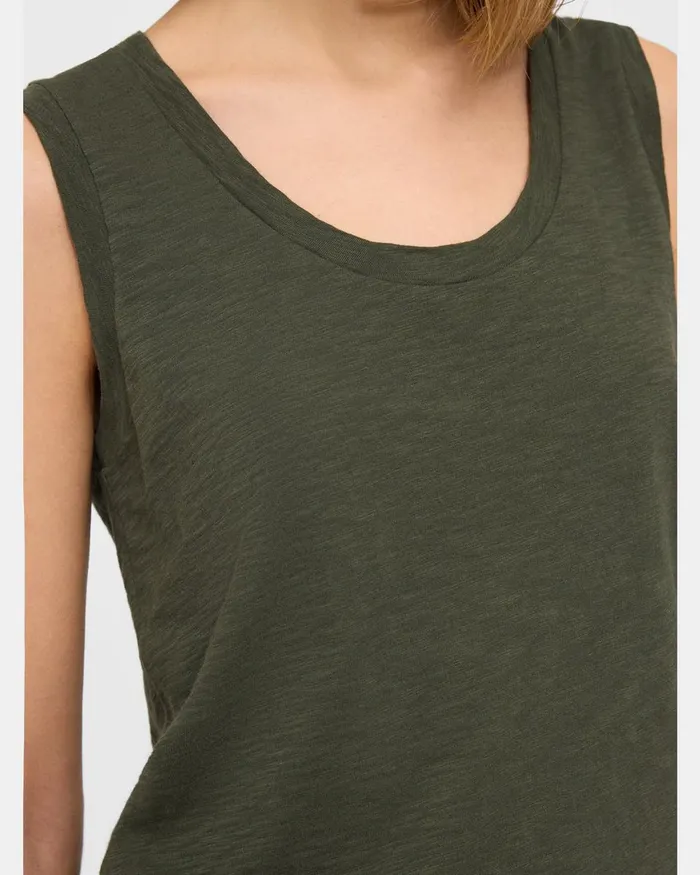 Women Theory TShirts Tank Tops Easy Tank Top In Organic Slub Cotton Dark Olive