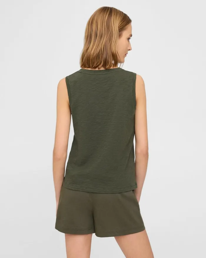 Women Theory TShirts Tank Tops Easy Tank Top In Organic Slub Cotton Dark Olive