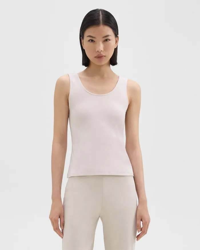 Women Theory TShirts Tank Tops Scoop Neck Tank Top In Rib Knit Viscose Sand