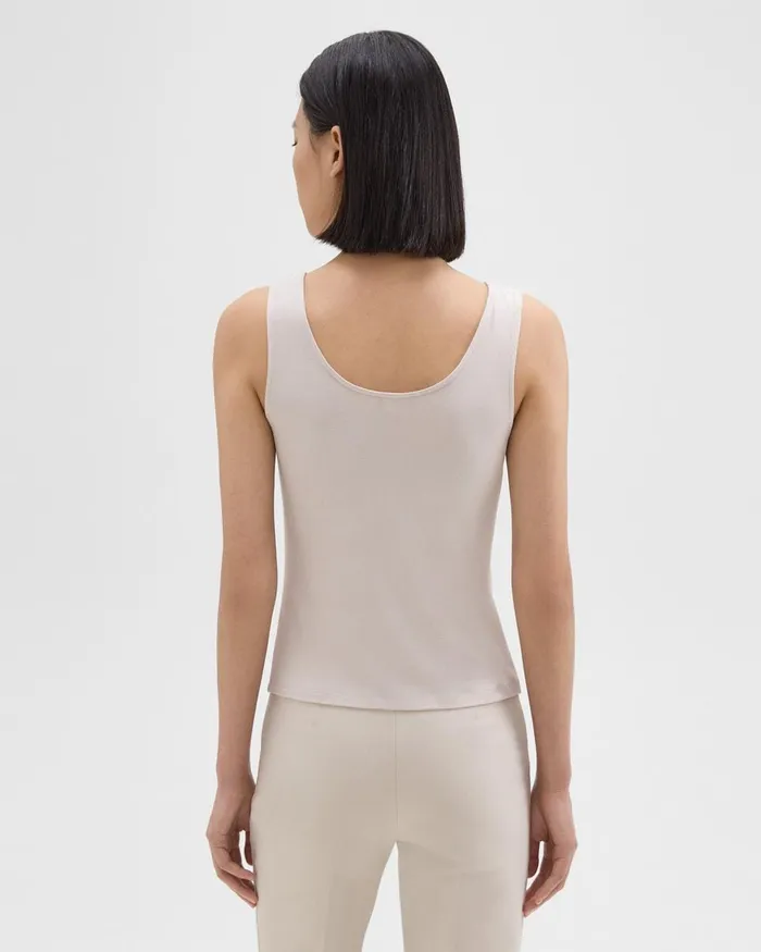 Women Theory TShirts Tank Tops Scoop Neck Tank Top In Rib Knit Viscose Sand