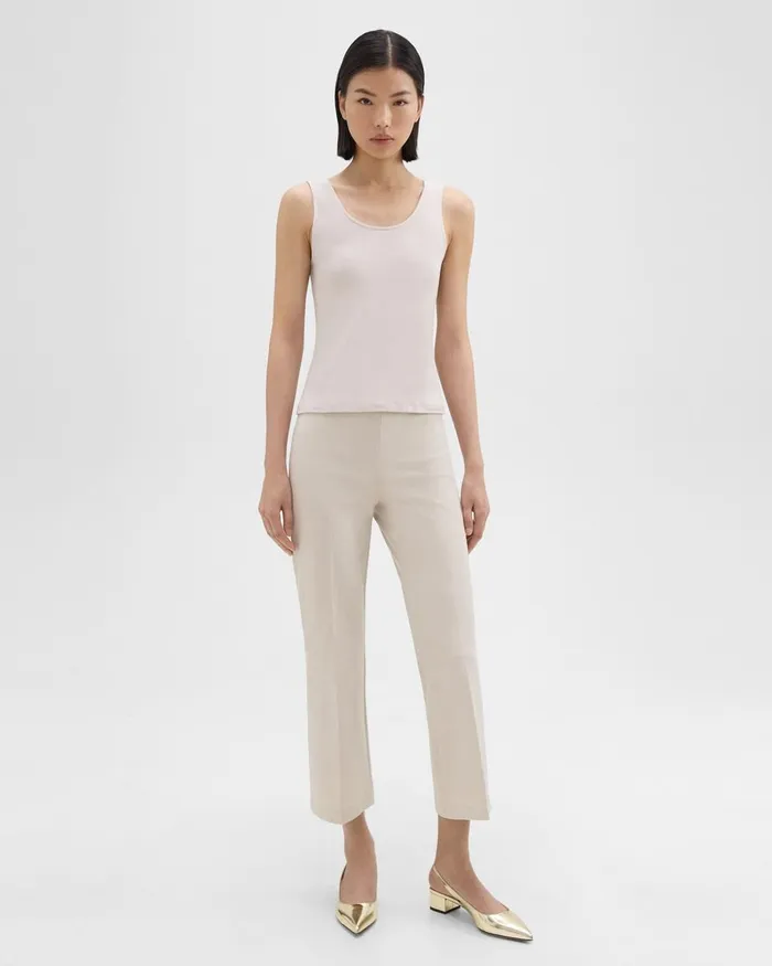 Women Theory TShirts Tank Tops Scoop Neck Tank Top In Rib Knit Viscose Sand