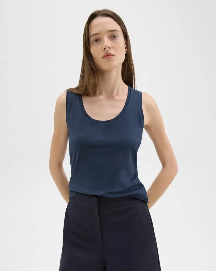 Women Theory TShirts Tank Tops Tiny Tank In Organic Cotton Nocturne Navy