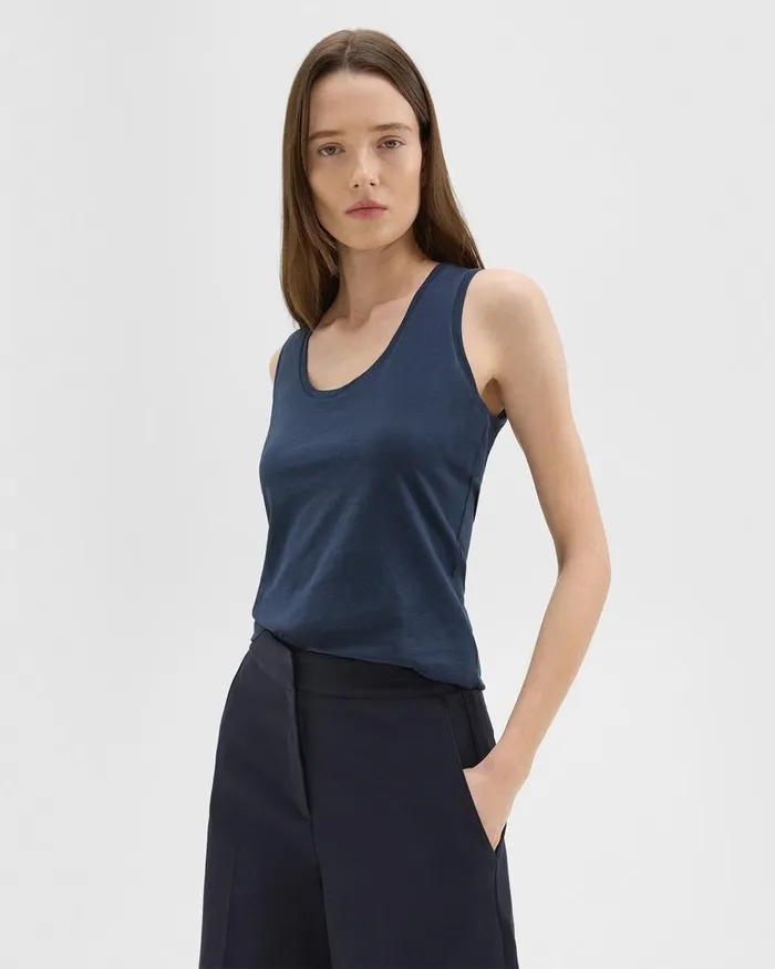 Women Theory TShirts Tank Tops Tiny Tank In Organic Cotton Nocturne Navy