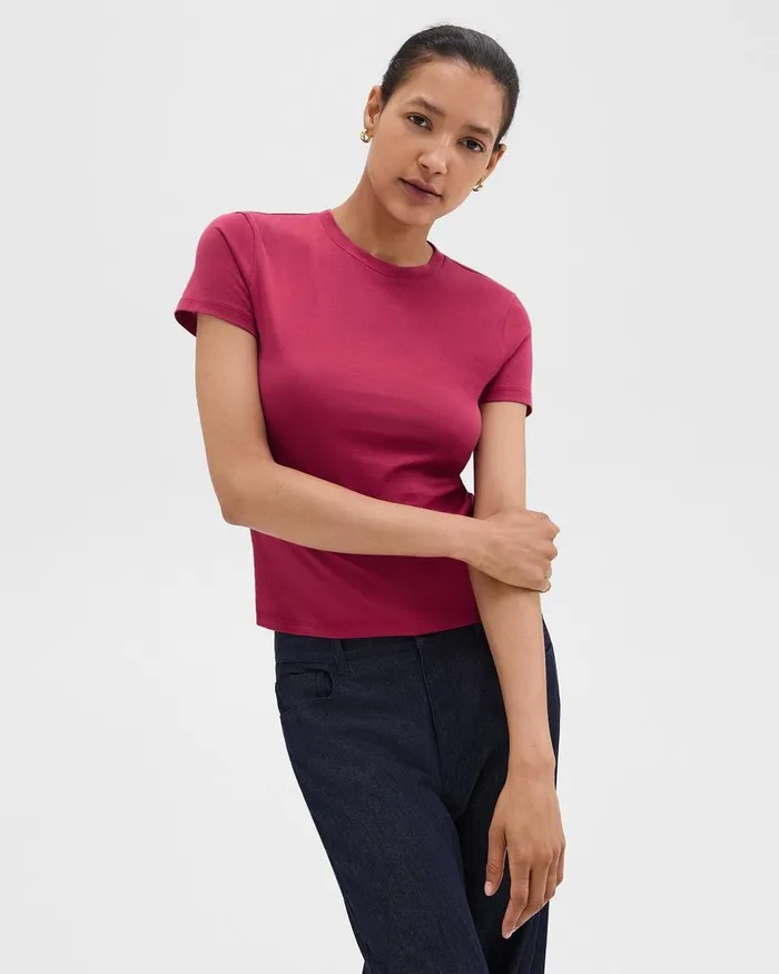 Women Theory TShirts Tank Tops Tiny Tee In Organic Cotton Deep Rose