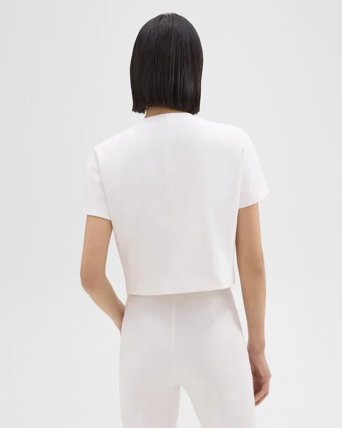 Women Theory Tops DoubleBreasted Crop Top In Crepe Ivory