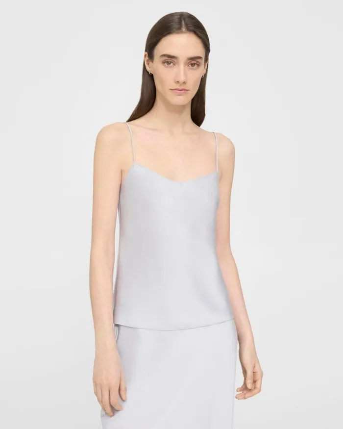 Women Theory Tops Draped Camisole In Satin Silver