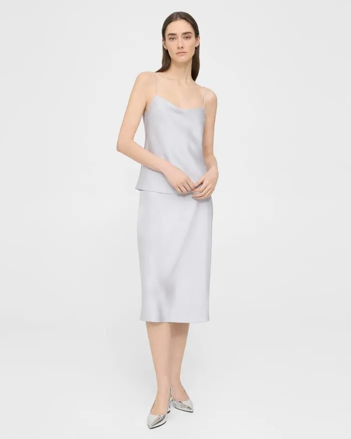 Women Theory Tops Draped Camisole In Satin Silver