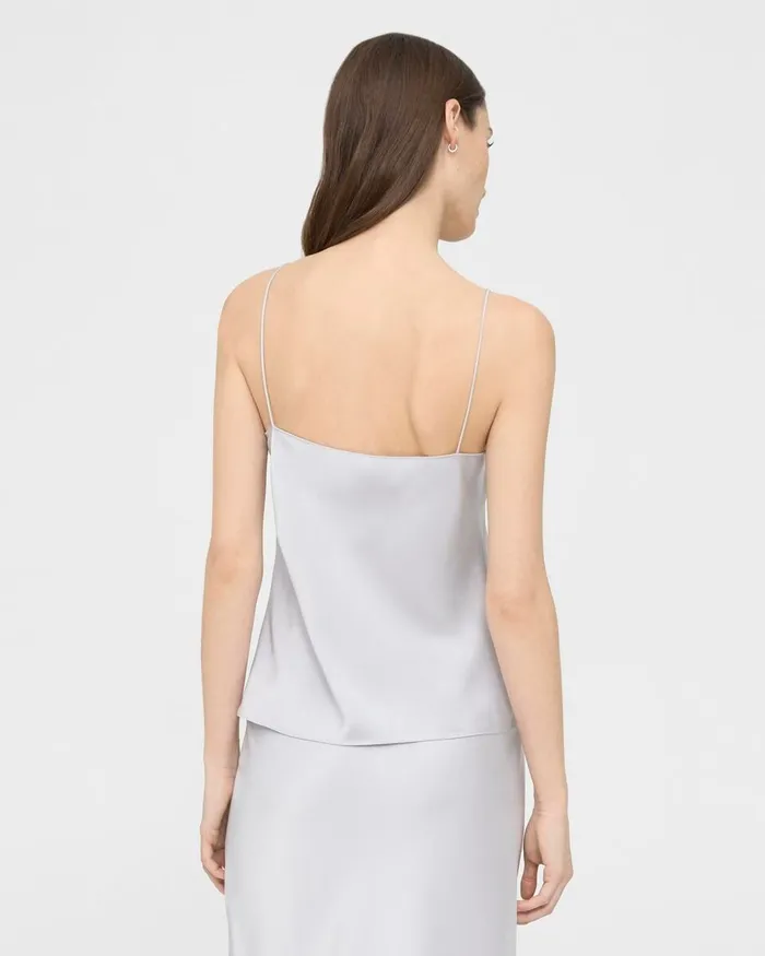 Women Theory Tops Draped Camisole In Satin Silver