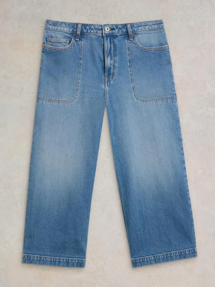 Women Tia Wide Leg Crop Jean Mid Denim White Stuff Trousers Women Tia Wide Leg Crop Jean Mid Denim White Stuff Trousers
