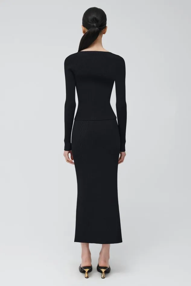 Women Tops and Bodysuits Jonathan Simkhai Daphane Top Black Long Sleeve Sculpted Top Women Tops and Bodysuits Jonathan Simkhai Daphane Top Black Long Sleeve Sculpted Top