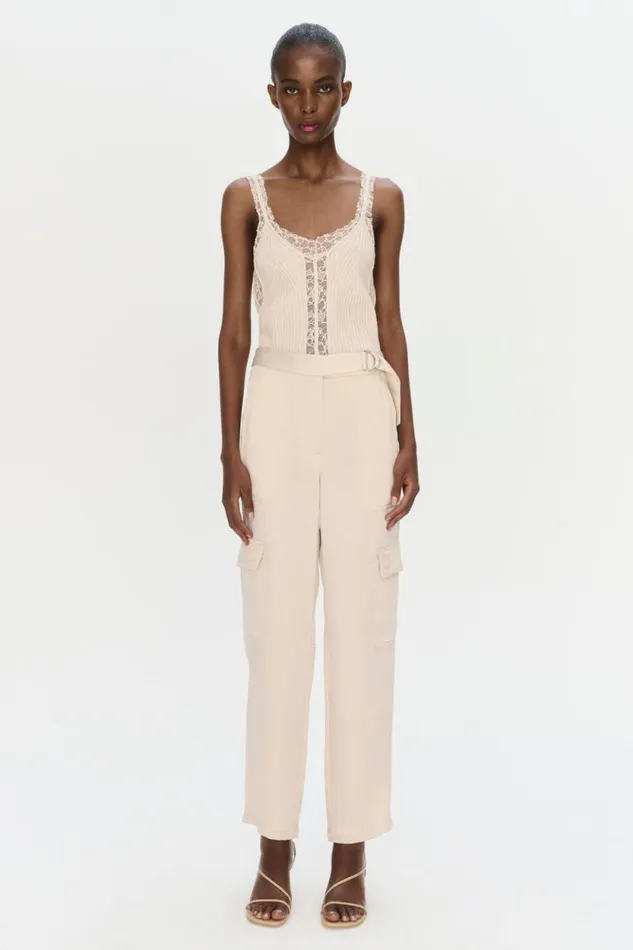 Women Tops and Bodysuits Jonathan Simkhai Elsie Top Beige Cami Top W Lace Detail