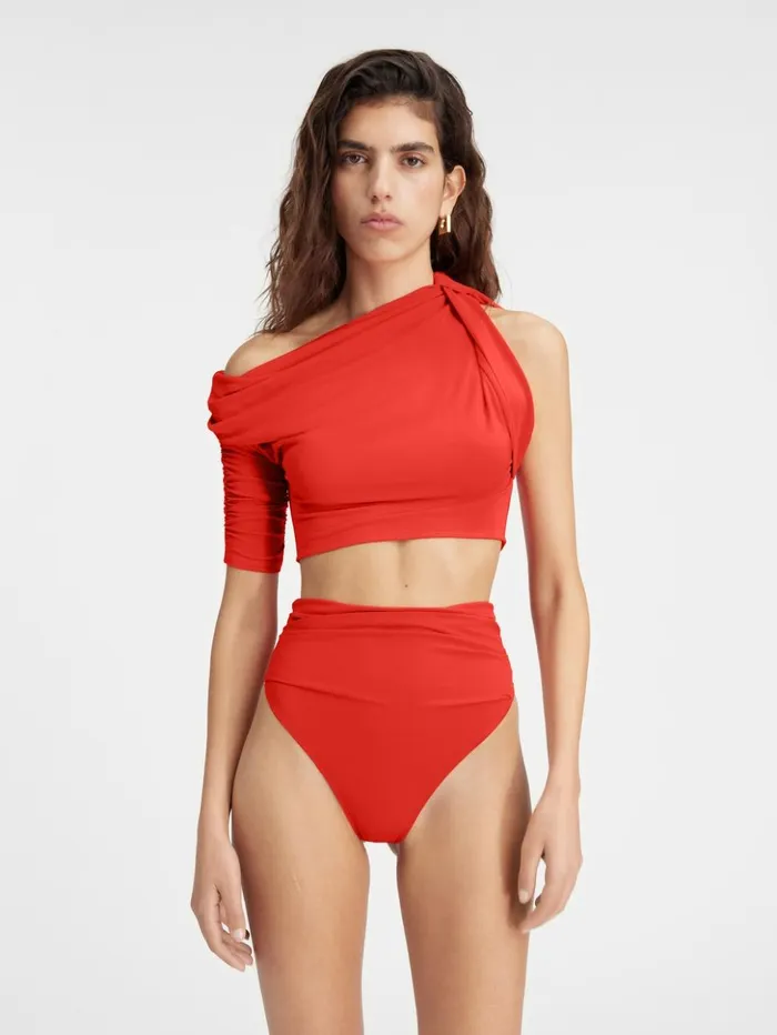 Women Tops and Shirts JACQUEMUS The Drapeado Top Orange Women Tops and Shirts JACQUEMUS The Drapeado Top Orange