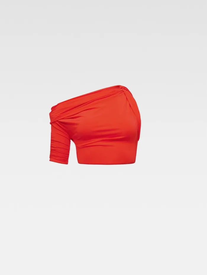 Women Tops and Shirts JACQUEMUS The Drapeado Top Orange Women Tops and Shirts JACQUEMUS The Drapeado Top Orange
