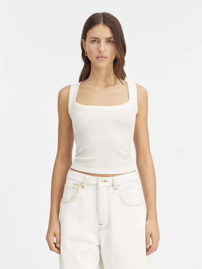 Women Tops and Shirts JACQUEMUS The Gros Grain Tank Top White