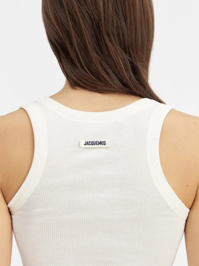 Women Tops and Shirts JACQUEMUS The Gros Grain Tank Top White
