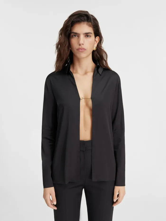Women Tops and Shirts JACQUEMUS The Notte Shirt Black Women Tops and Shirts JACQUEMUS The Notte Shirt Black